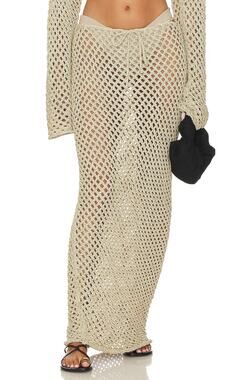 Bananhot Magen Knit Maxi Skirt in Ivory - S